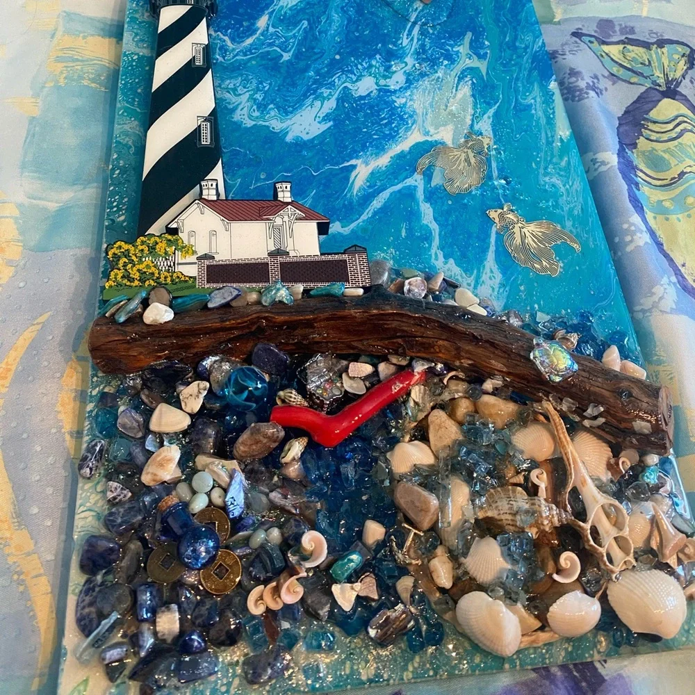 St. Augustine Lighthouse Wall Art - Blue and White